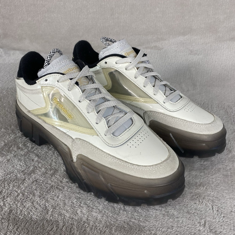 Reebok Cardi B Womens Club Women Platform Sneaker Size 8 Chalk Patent Leather